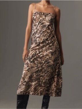 NWT Anthropologie Squareneck Snakeskin Print Midi Dress